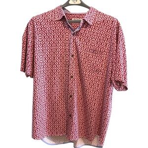 L Tommy Bahama Button Down 100% Silk Shirt XXL Geometric Resort Vacation Island